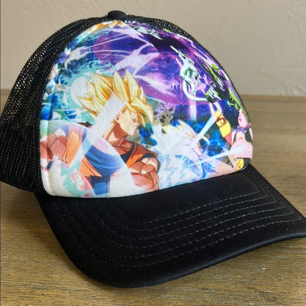 Dragon Ball Z Trucker Mesh Anime Graphic Black Cap. One Size Fits Most. Unisex.